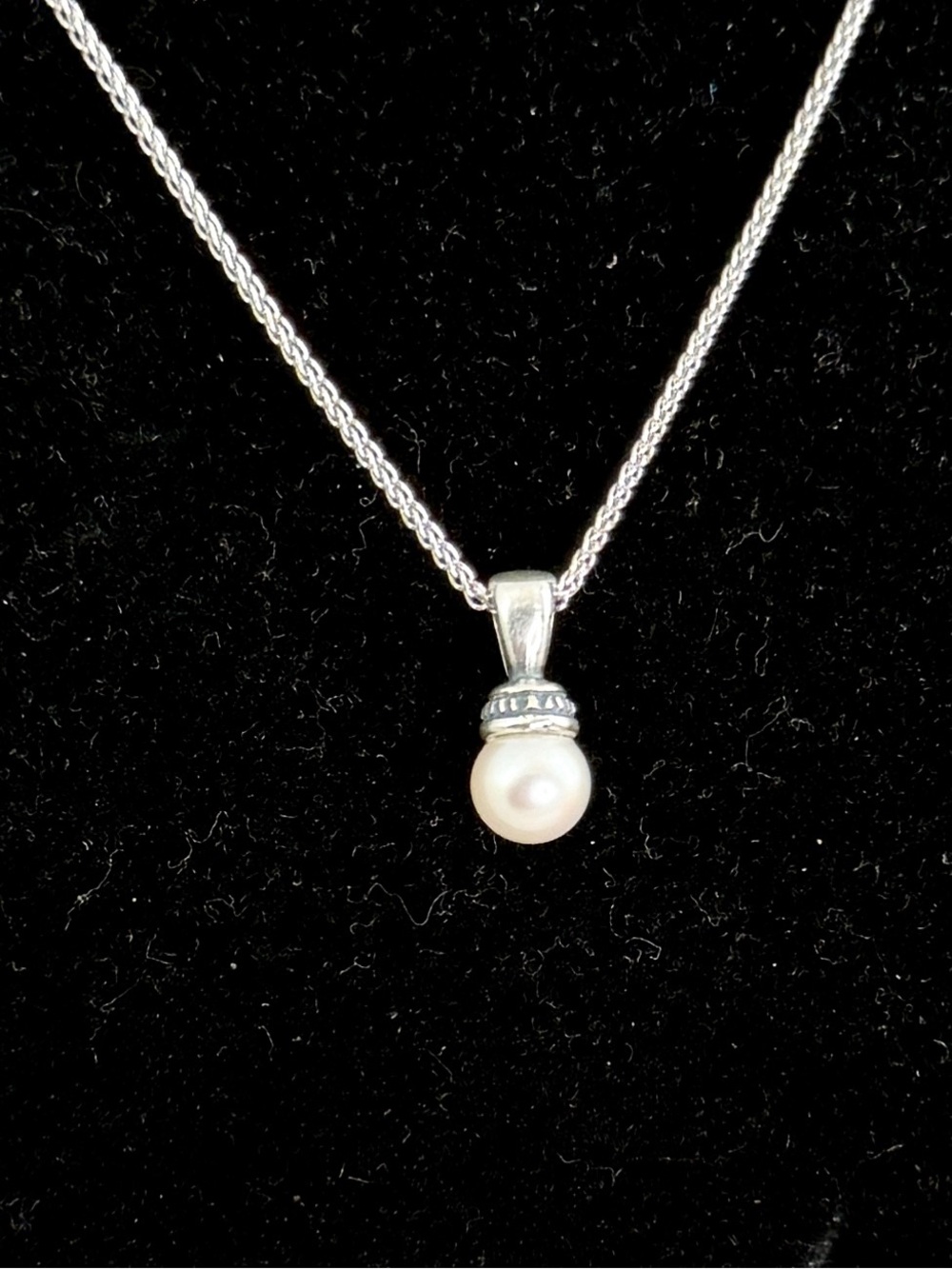 JAMES AVERY Sterling Silver Vintage Drop Pearl Pendant Charm Necklace; RETIRED